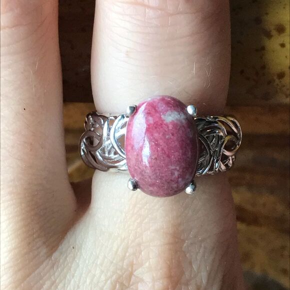 Norwegian Thulite Sterling Silver Ring Size 8 - Picture 1 of 8